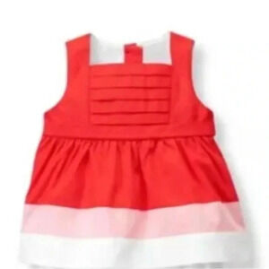 Janie And Jack Girls Sweet Sailing Coral Pink And White Top Size 12-18 Months